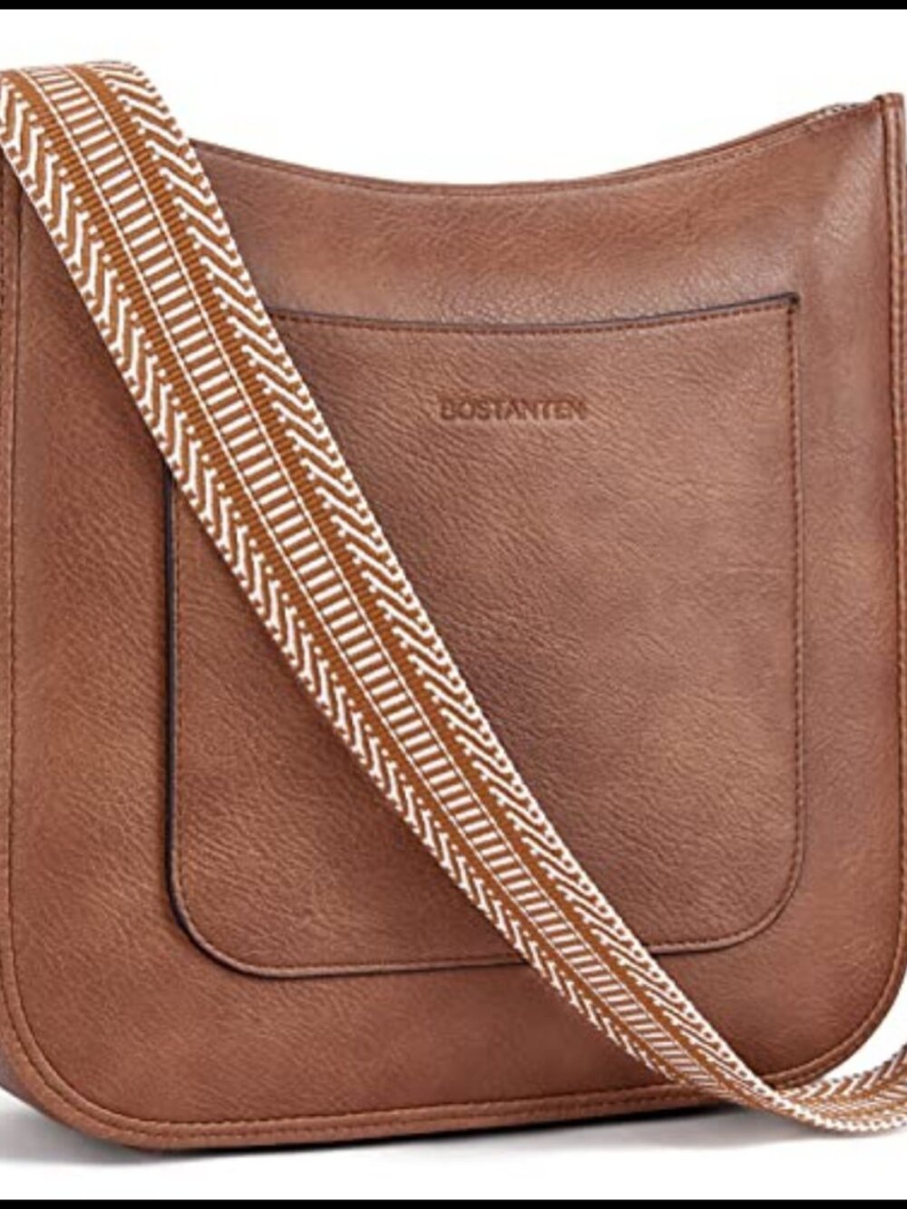 Vegan Leather Crossbody Bag Guitar Strap Wide Strap Purse Travel